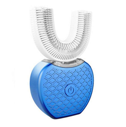 Intelligente, automatische elektrische Zahnbürste mit 360°-Drehfunktion, wasserdicht, U-förmig, aufhellend mit blauem Licht, USB-Ladefunktion