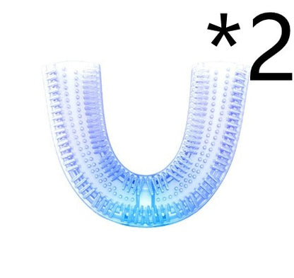 Intelligente, automatische elektrische Zahnbürste mit 360°-Drehfunktion, wasserdicht, U-förmig, aufhellend mit blauem Licht, USB-Ladefunktion